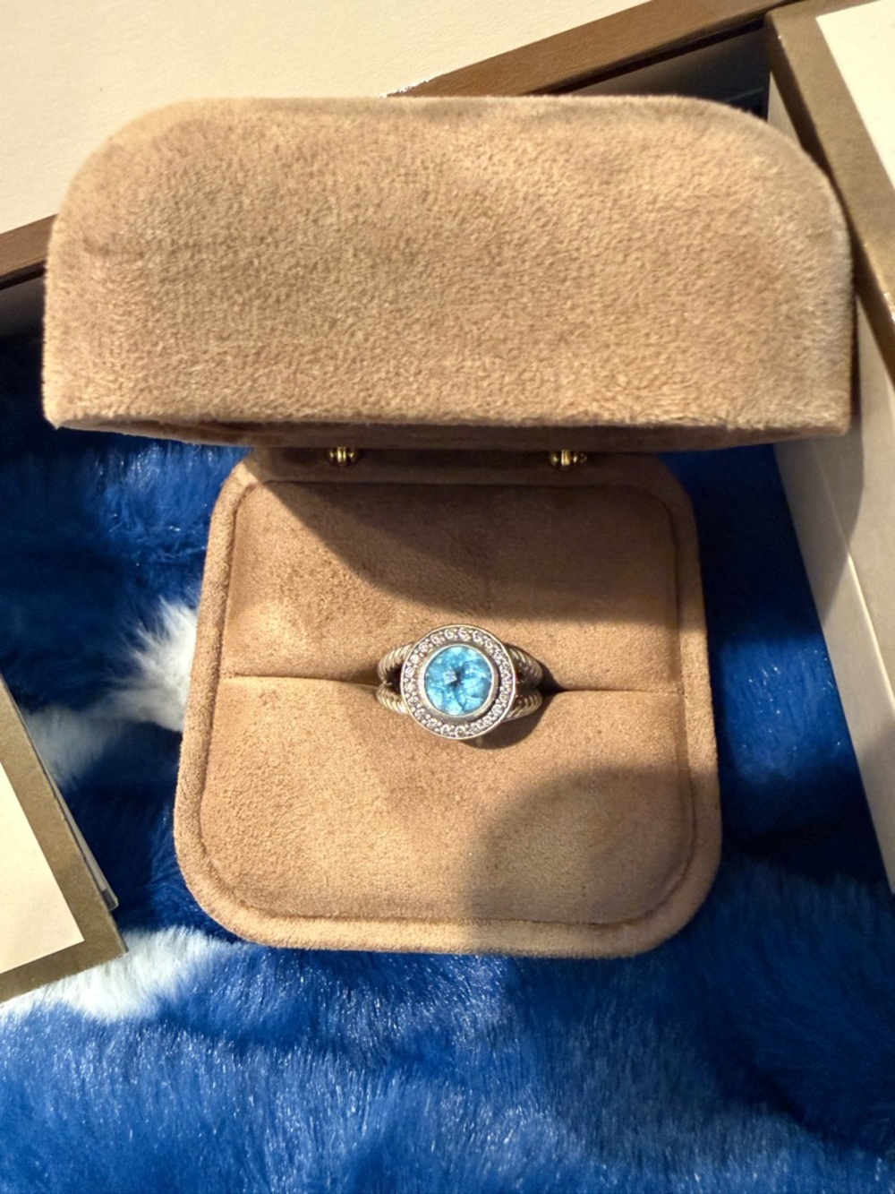 David Yurman Sterling Silver Ring with Sky Blue Topaz Size 6 - Picture 7 of 8